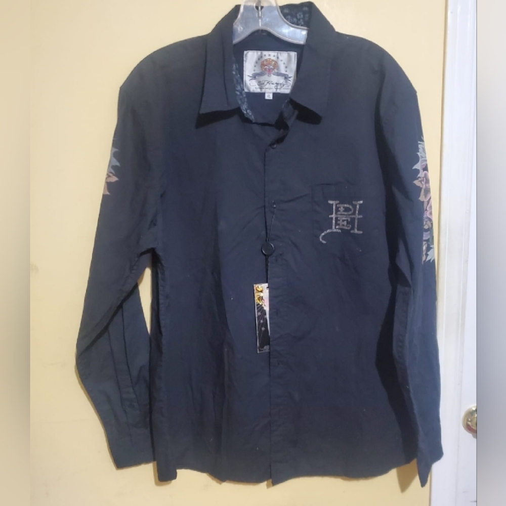Vintage Ed Hardy Kiss Of Death Button Shirt Y2K Brand New